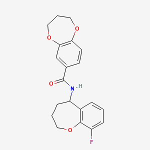 molecular formula C20H20FNO4 B6763461 N-(9-fluoro-2,3,4,5-tetrahydro-1-benzoxepin-5-yl)-3,4-dihydro-2H-1,5-benzodioxepine-7-carboxamide 