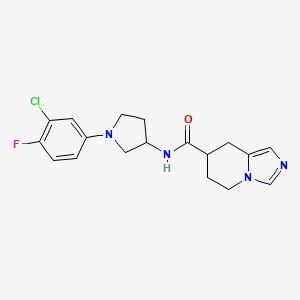 molecular formula C18H20ClFN4O B6763501 N-[1-(3-chloro-4-fluorophenyl)pyrrolidin-3-yl]-5,6,7,8-tetrahydroimidazo[1,5-a]pyridine-7-carboxamide 