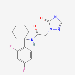 molecular formula C17H20F2N4O2 B6763614 N-[1-(2,4-difluorophenyl)cyclohexyl]-2-(4-methyl-5-oxo-1,2,4-triazol-1-yl)acetamide 