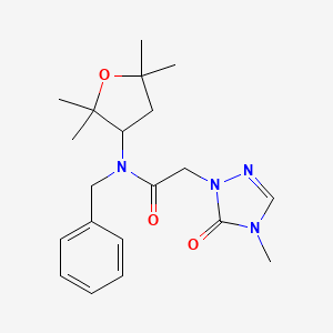 molecular formula C20H28N4O3 B6763629 N-benzyl-2-(4-methyl-5-oxo-1,2,4-triazol-1-yl)-N-(2,2,5,5-tetramethyloxolan-3-yl)acetamide 