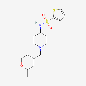 molecular formula C16H26N2O3S2 B6763652 N-[1-[(2-methyloxan-4-yl)methyl]piperidin-4-yl]thiophene-2-sulfonamide 