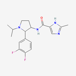 molecular formula C18H22F2N4O B6763654 N-[2-(3,4-difluorophenyl)-1-propan-2-ylpyrrolidin-3-yl]-2-methyl-1H-imidazole-5-carboxamide 