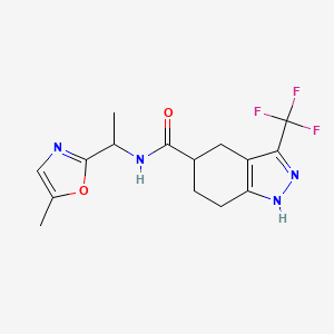 molecular formula C15H17F3N4O2 B6763673 N-[1-(5-methyl-1,3-oxazol-2-yl)ethyl]-3-(trifluoromethyl)-4,5,6,7-tetrahydro-1H-indazole-5-carboxamide 