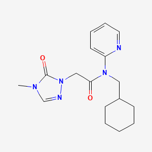 molecular formula C17H23N5O2 B6763707 N-(cyclohexylmethyl)-2-(4-methyl-5-oxo-1,2,4-triazol-1-yl)-N-pyridin-2-ylacetamide 
