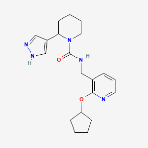 molecular formula C20H27N5O2 B6763708 N-[(2-cyclopentyloxypyridin-3-yl)methyl]-2-(1H-pyrazol-4-yl)piperidine-1-carboxamide 