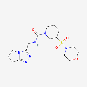molecular formula C16H26N6O4S B6763850 N-(6,7-dihydro-5H-pyrrolo[2,1-c][1,2,4]triazol-3-ylmethyl)-3-morpholin-4-ylsulfonylpiperidine-1-carboxamide 
