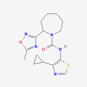 molecular formula C16H21N5O2S B6763875 N-(4-cyclopropyl-1,3-thiazol-5-yl)-2-(5-methyl-1,2,4-oxadiazol-3-yl)azepane-1-carboxamide 