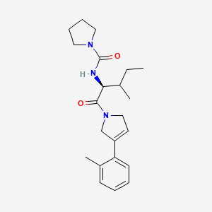 molecular formula C22H31N3O2 B6763980 N-[(2S)-3-methyl-1-[3-(2-methylphenyl)-2,5-dihydropyrrol-1-yl]-1-oxopentan-2-yl]pyrrolidine-1-carboxamide 