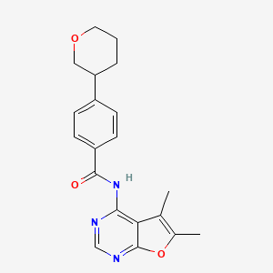 molecular formula C20H21N3O3 B6764073 N-(5,6-dimethylfuro[2,3-d]pyrimidin-4-yl)-4-(oxan-3-yl)benzamide 