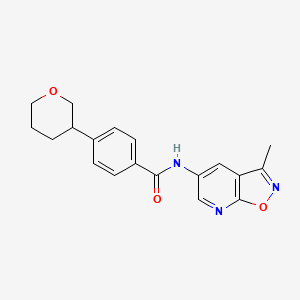 molecular formula C19H19N3O3 B6764128 N-(3-methyl-[1,2]oxazolo[5,4-b]pyridin-5-yl)-4-(oxan-3-yl)benzamide 