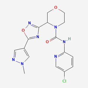 molecular formula C16H16ClN7O3 B6764144 N-(5-chloropyridin-2-yl)-3-[5-(1-methylpyrazol-4-yl)-1,2,4-oxadiazol-3-yl]morpholine-4-carboxamide 