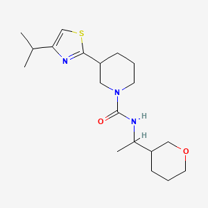 molecular formula C19H31N3O2S B6764158 N-[1-(oxan-3-yl)ethyl]-3-(4-propan-2-yl-1,3-thiazol-2-yl)piperidine-1-carboxamide 