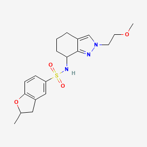 molecular formula C19H25N3O4S B6764220 N-[2-(2-methoxyethyl)-4,5,6,7-tetrahydroindazol-7-yl]-2-methyl-2,3-dihydro-1-benzofuran-5-sulfonamide 