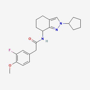 molecular formula C21H26FN3O2 B6764223 N-(2-cyclopentyl-4,5,6,7-tetrahydroindazol-7-yl)-2-(3-fluoro-4-methoxyphenyl)acetamide 