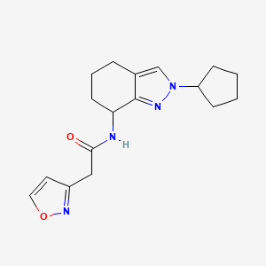 molecular formula C17H22N4O2 B6764248 N-(2-cyclopentyl-4,5,6,7-tetrahydroindazol-7-yl)-2-(1,2-oxazol-3-yl)acetamide 