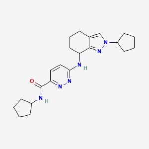molecular formula C22H30N6O B6764324 N-cyclopentyl-6-[(2-cyclopentyl-4,5,6,7-tetrahydroindazol-7-yl)amino]pyridazine-3-carboxamide 
