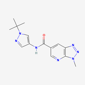 molecular formula C14H17N7O B6764427 N-(1-tert-butylpyrazol-4-yl)-3-methyltriazolo[4,5-b]pyridine-6-carboxamide 