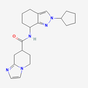 molecular formula C20H27N5O B6764450 N-(2-cyclopentyl-4,5,6,7-tetrahydroindazol-7-yl)-5,6,7,8-tetrahydroimidazo[1,2-a]pyridine-7-carboxamide 
