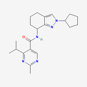 molecular formula C21H29N5O B6764457 N-(2-cyclopentyl-4,5,6,7-tetrahydroindazol-7-yl)-2-methyl-4-propan-2-ylpyrimidine-5-carboxamide 