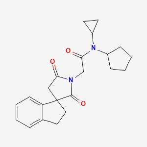 molecular formula C22H26N2O3 B6764508 N-cyclopentyl-N-cyclopropyl-2-(2',5'-dioxospiro[1,2-dihydroindene-3,3'-pyrrolidine]-1'-yl)acetamide 