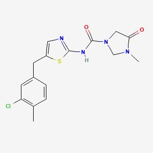 molecular formula C16H17ClN4O2S B6764532 N-[5-[(3-chloro-4-methylphenyl)methyl]-1,3-thiazol-2-yl]-3-methyl-4-oxoimidazolidine-1-carboxamide 