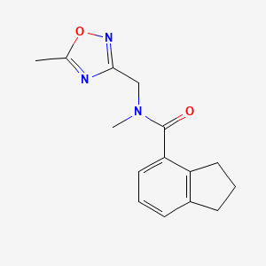 molecular formula C15H17N3O2 B6764605 N-methyl-N-[(5-methyl-1,2,4-oxadiazol-3-yl)methyl]-2,3-dihydro-1H-indene-4-carboxamide 