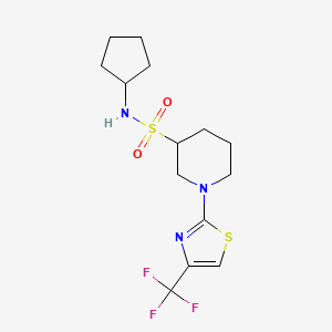 molecular formula C14H20F3N3O2S2 B6764634 N-cyclopentyl-1-[4-(trifluoromethyl)-1,3-thiazol-2-yl]piperidine-3-sulfonamide 