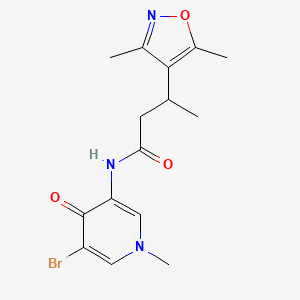 molecular formula C15H18BrN3O3 B6764730 N-(5-bromo-1-methyl-4-oxopyridin-3-yl)-3-(3,5-dimethyl-1,2-oxazol-4-yl)butanamide 