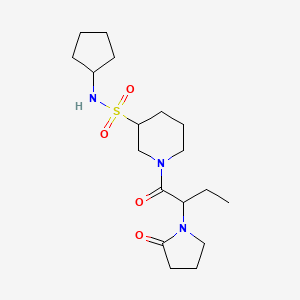 molecular formula C18H31N3O4S B6764741 N-cyclopentyl-1-[2-(2-oxopyrrolidin-1-yl)butanoyl]piperidine-3-sulfonamide 