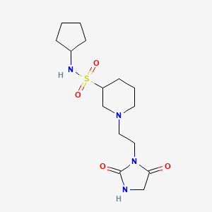 molecular formula C15H26N4O4S B6764786 N-cyclopentyl-1-[2-(2,5-dioxoimidazolidin-1-yl)ethyl]piperidine-3-sulfonamide 