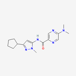molecular formula C16H22N6O B6764823 N-(5-cyclopentyl-2-methylpyrazol-3-yl)-5-(dimethylamino)pyrazine-2-carboxamide 