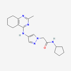 molecular formula C19H26N6O B6764842 N-cyclopentyl-2-[4-[(2-methyl-5,6,7,8-tetrahydroquinazolin-4-yl)amino]pyrazol-1-yl]acetamide 