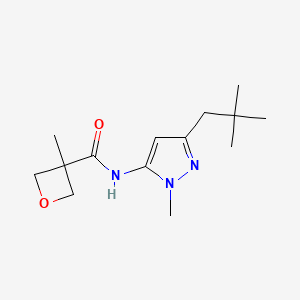 molecular formula C14H23N3O2 B6764884 N-[5-(2,2-dimethylpropyl)-2-methylpyrazol-3-yl]-3-methyloxetane-3-carboxamide 