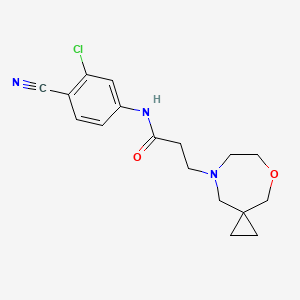 molecular formula C17H20ClN3O2 B6764937 N-(3-chloro-4-cyanophenyl)-3-(5-oxa-8-azaspiro[2.6]nonan-8-yl)propanamide 