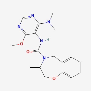 molecular formula C18H23N5O3 B6764973 N-[4-(dimethylamino)-6-methoxypyrimidin-5-yl]-3-methyl-3,5-dihydro-2H-1,4-benzoxazepine-4-carboxamide 
