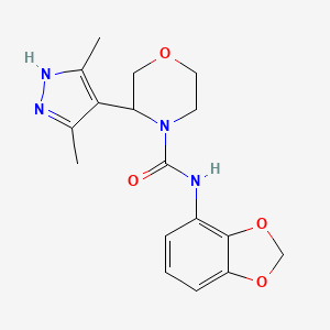 molecular formula C17H20N4O4 B6764996 N-(1,3-benzodioxol-4-yl)-3-(3,5-dimethyl-1H-pyrazol-4-yl)morpholine-4-carboxamide 