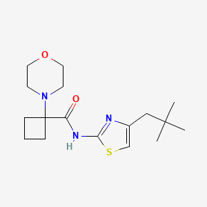 molecular formula C17H27N3O2S B6765043 N-[4-(2,2-dimethylpropyl)-1,3-thiazol-2-yl]-1-morpholin-4-ylcyclobutane-1-carboxamide 