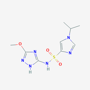 molecular formula C9H14N6O3S B6765077 N-(3-methoxy-1H-1,2,4-triazol-5-yl)-1-propan-2-ylimidazole-4-sulfonamide 