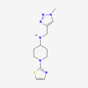 molecular formula C12H18N6S B6765185 N-[(1-methyltriazol-4-yl)methyl]-1-(1,3-thiazol-2-yl)piperidin-4-amine 