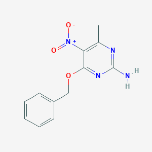 molecular formula C12H12N4O3 B067652 2-Amino-4-benzyloxy-6-methyl-5-nitropyrimidine CAS No. 160948-33-4