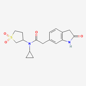 molecular formula C17H20N2O4S B6765215 N-cyclopropyl-N-(1,1-dioxothiolan-3-yl)-2-(2-oxo-1,3-dihydroindol-6-yl)acetamide 
