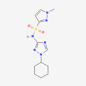 molecular formula C12H18N6O2S B6765241 N-(1-cyclohexyl-1,2,4-triazol-3-yl)-1-methylpyrazole-3-sulfonamide 