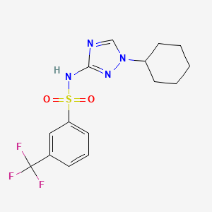 molecular formula C15H17F3N4O2S B6765250 N-(1-cyclohexyl-1,2,4-triazol-3-yl)-3-(trifluoromethyl)benzenesulfonamide 