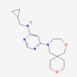 molecular formula C17H26N4O2 B6765326 N-(cyclopropylmethyl)-6-(3,8-dioxa-11-azaspiro[5.6]dodecan-11-yl)pyrimidin-4-amine 