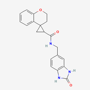 molecular formula C20H19N3O3 B6765393 N-[(2-oxo-1,3-dihydrobenzimidazol-5-yl)methyl]spiro[2,3-dihydrochromene-4,2'-cyclopropane]-1'-carboxamide 