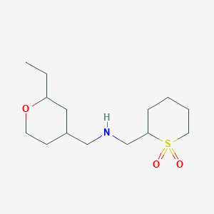 molecular formula C14H27NO3S B6765397 N-[(1,1-dioxothian-2-yl)methyl]-1-(2-ethyloxan-4-yl)methanamine 