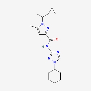 molecular formula C18H26N6O B6765434 N-(1-cyclohexyl-1,2,4-triazol-3-yl)-1-(1-cyclopropylethyl)-5-methylpyrazole-3-carboxamide 