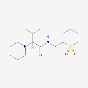 molecular formula C16H30N2O3S B6765472 N-[(1,1-dioxothian-2-yl)methyl]-3-methyl-2-piperidin-1-ylbutanamide 