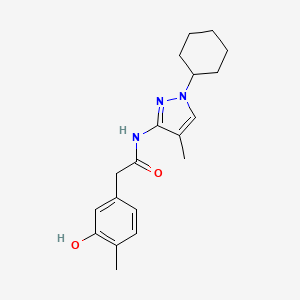 molecular formula C19H25N3O2 B6765487 N-(1-cyclohexyl-4-methylpyrazol-3-yl)-2-(3-hydroxy-4-methylphenyl)acetamide 