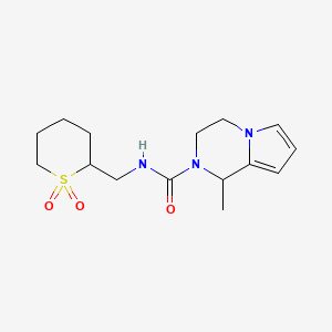 molecular formula C15H23N3O3S B6765573 N-[(1,1-dioxothian-2-yl)methyl]-1-methyl-3,4-dihydro-1H-pyrrolo[1,2-a]pyrazine-2-carboxamide 